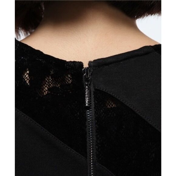 NWT Guess Frederikke Spliced Long Sleeve Dress w Peekaboo Lace in Black Size S - Picture 7 of 15